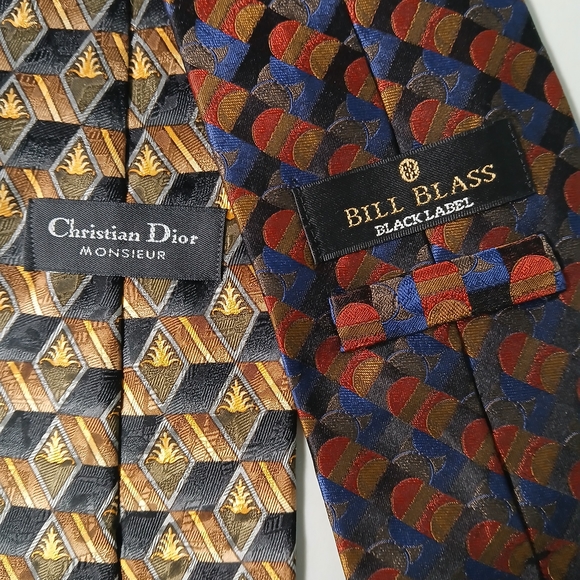 Vintage Christian Dior Monsieur/Bill Blass Patterned Silk Ties Set - Multicolor - Picture 3 of 5